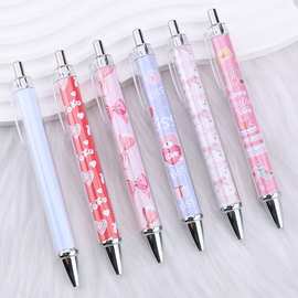 跨境diy内杆彩色插纸卷纸塑料圆珠笔 卡通小白笔广告礼品现货速发