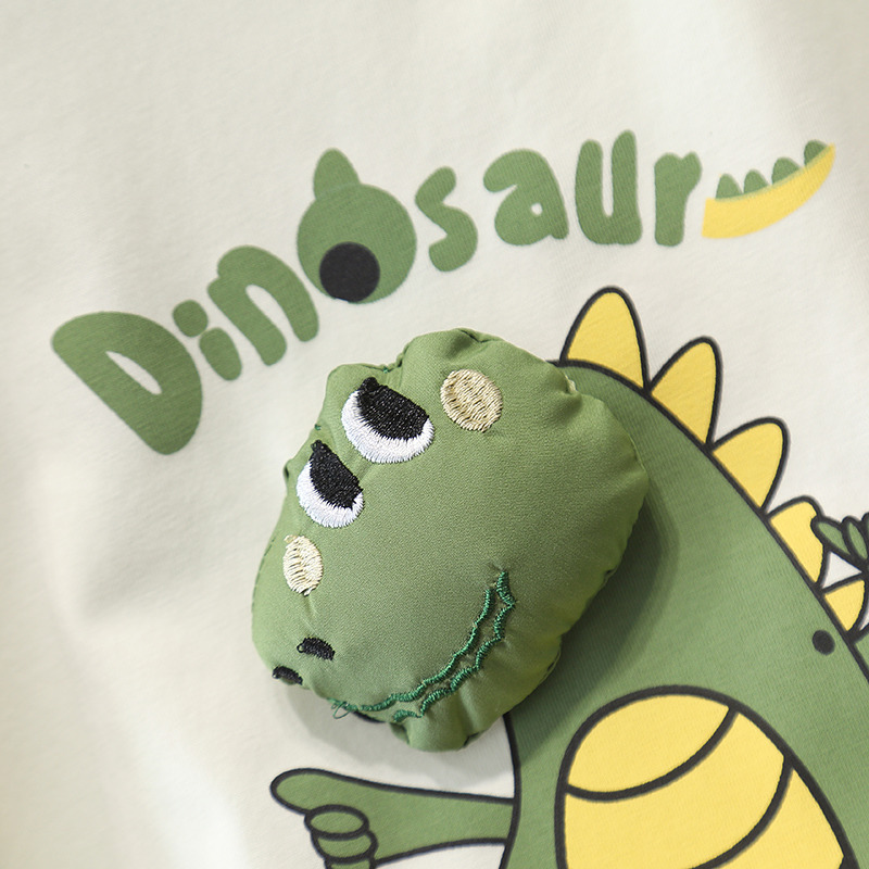 8130 traje de verano para niños 2025 nuevos pantalones cortos de manga corta de dinosaurio para niños de dos piezas ropa de verano para bebés de moda