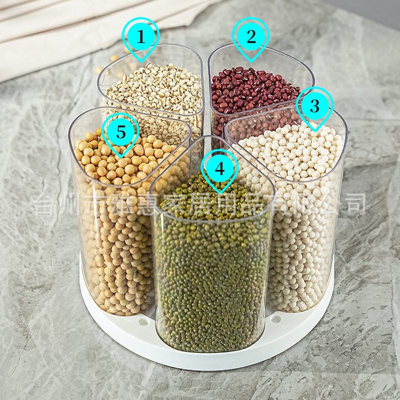 Granos de grano nuevo estante de almacenamiento giratorio para almacenar la caja de almacenamiento de frijoles de cocina a prueba de humedad