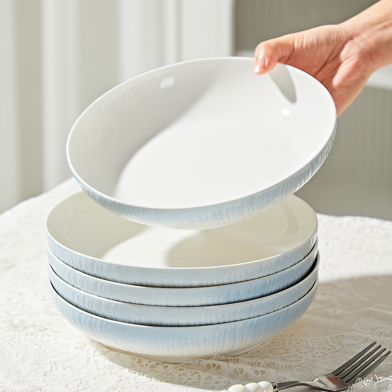 Household Cream Style Ceramic Dishes and Tableware Set Simple and High-End Ceramic Underglaze Color Rice Bowl Plate Single