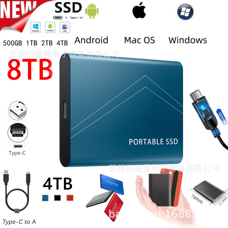 Mini disco de estado sólido móvil SSD 4TB 2TB 1T expansión del comercio exterior transfronterizo Disco Duro suministro directo transfronterizo T5S