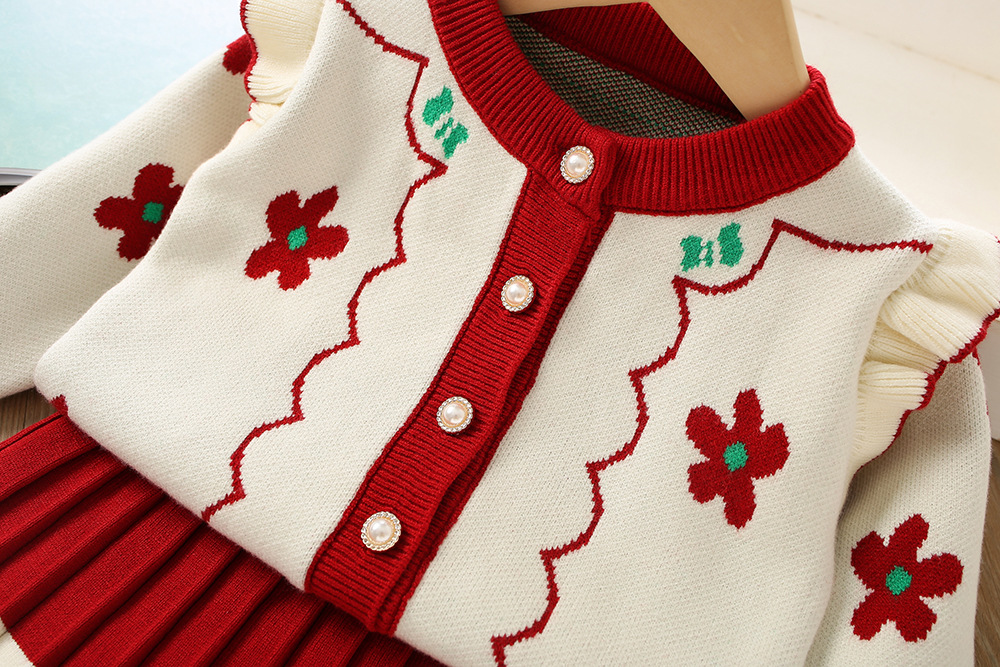 Mädchen Pullover Und Plissee Prinzessinnenkleid Zweiteiler Set_voghion.com