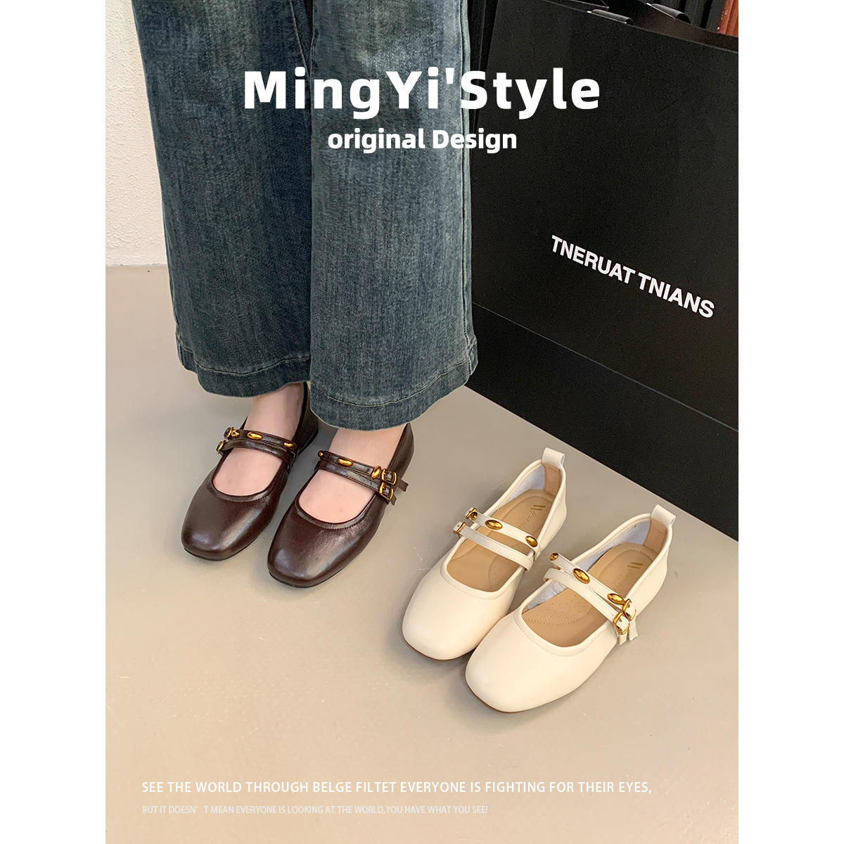 Sheepskin Version ~ Pleated Retro Elegant Ballet One-Strap Mary Jane Shoes Autum New Soft-Soled Pumps for Women