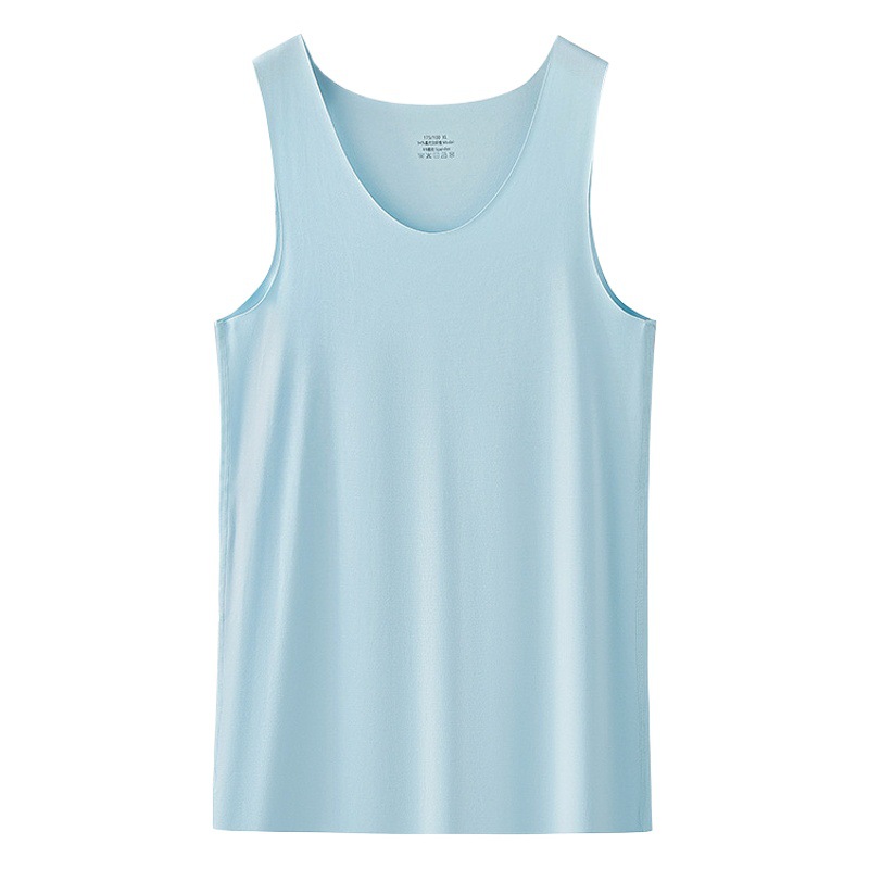 Primavera y verano nuevo estilo 60 chaleco delgado sin costuras para hombre modal de doble cara camiseta sin mangas de punto de color sólido