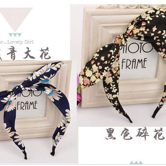 Tocado accesorios para el cabello al por mayor arroz bandera floral Orejas de conejo diadema Corea del Sur moda Polka Dot arco diadema