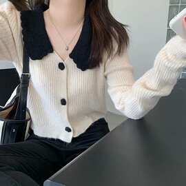 2024秋冬新款慵懒温柔风毛衣针织开衫外套女设计感小众短款上衣