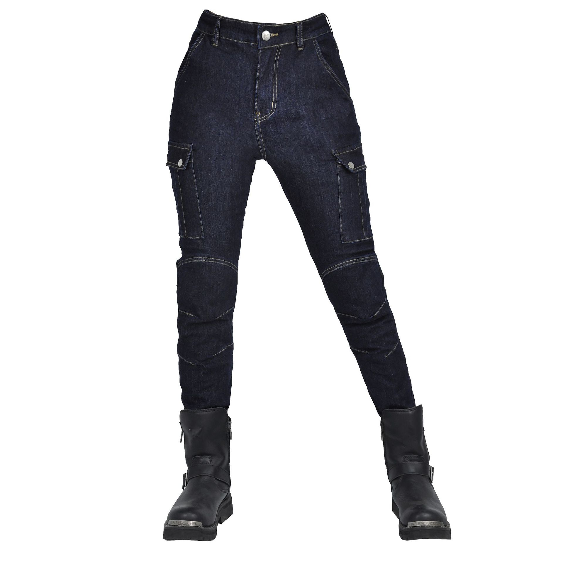 VOLERO mujer Caballero Harley estilo jeans motocicleta montar casual retro motocicleta carreras anti-caída Pantalones