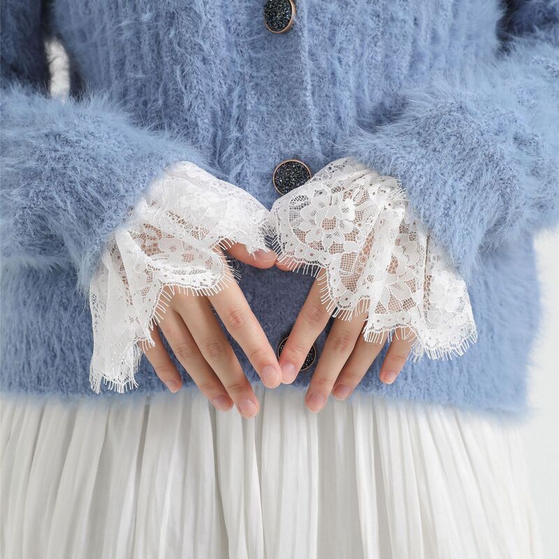 Lace Hand Sleeves Nail Art Shooting Props Sleeve Cuffs Decorative Wrist Sleeves Pleated Mesh Lace Sleeves Women Wholesale