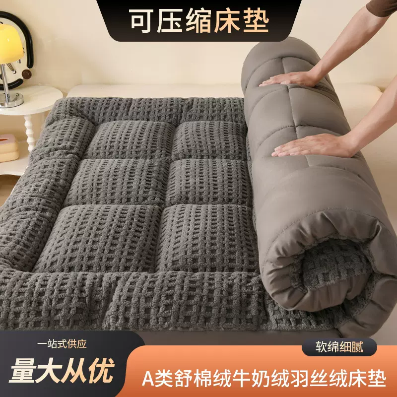 2025新款A类舒棉绒牛奶绒羽丝绒床垫床褥子多功能软垫厂家直销