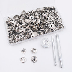 White Stainless Steel Metal Four-Part Set 201 Jeans Button Snap Button No Sewing + Installation Tool 
