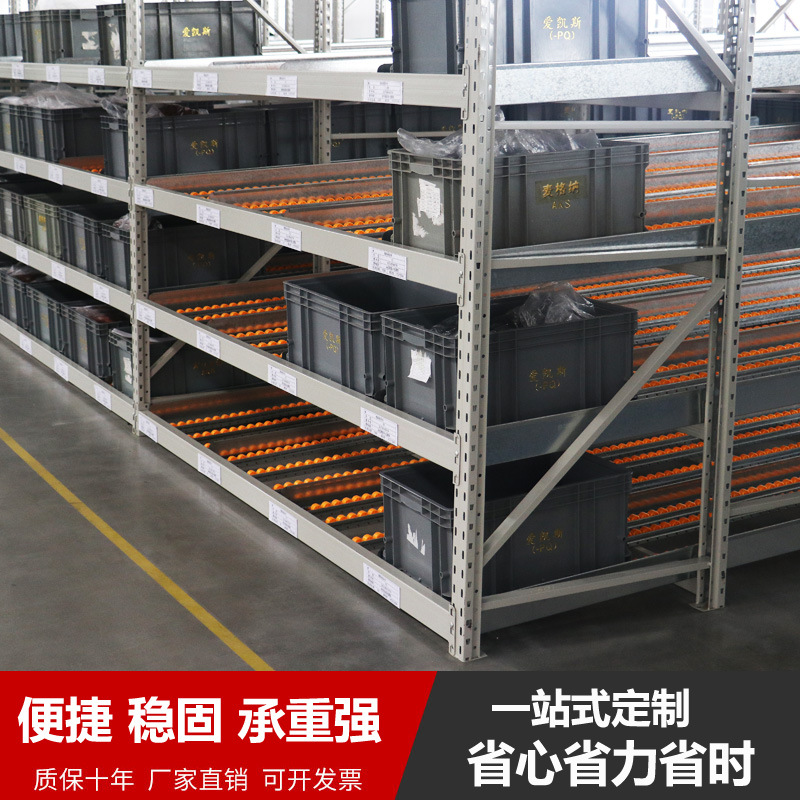 流利式货架滑移中重型仓储车间物流分拣滚轮条置物铁架子厂家直销
