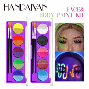 Cross-Border Painted Palette Fluorescent Uv Water-Soluble Body Painting Palette Han Daiyan Halloween Festive Stage Makeup Eye Shadow Palette