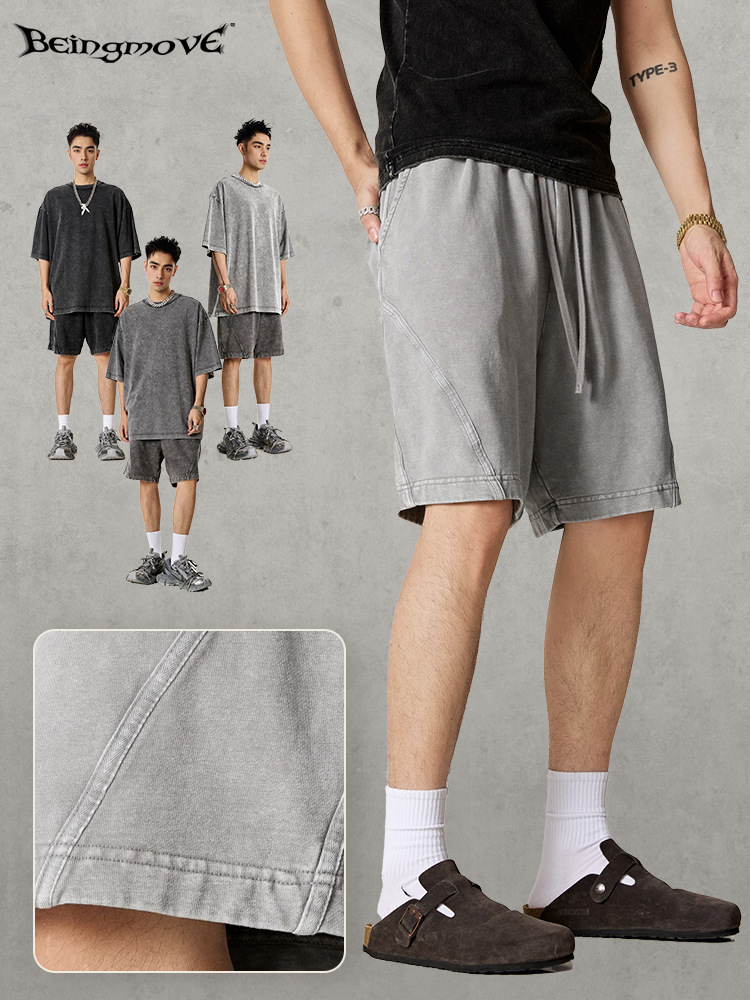 2025 marca de moda americana de verano correa delgada pantalones casuales rectos pantalones cortos sueltos pantalones casuales adolescentes de moda para hombres