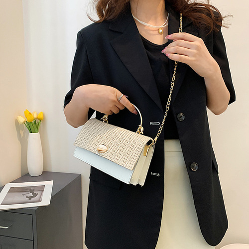 Straw handbag women's 2024 summer new Korean style fashion retro woven small square bag women's shoulder crossbody bag