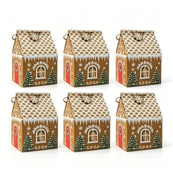 Cross-border Amazon new Christmas kraft paper small house candy box, cookie box, pastry box, gift packaging box