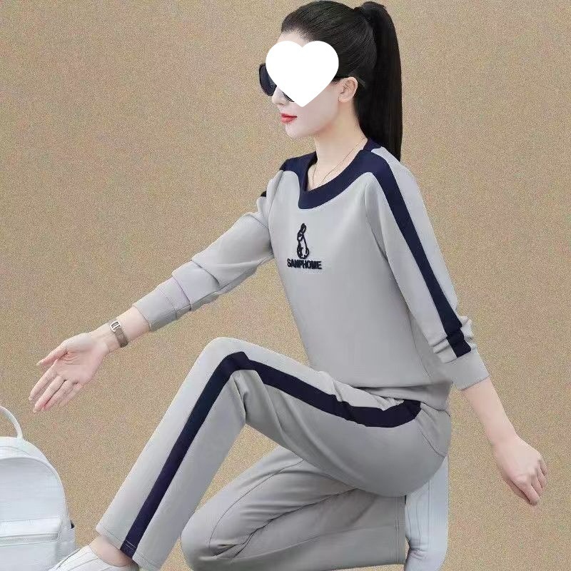 2025年休闲运动套装春秋装新款圆领长袖卫衣宽松大码时尚两件套女|undefined