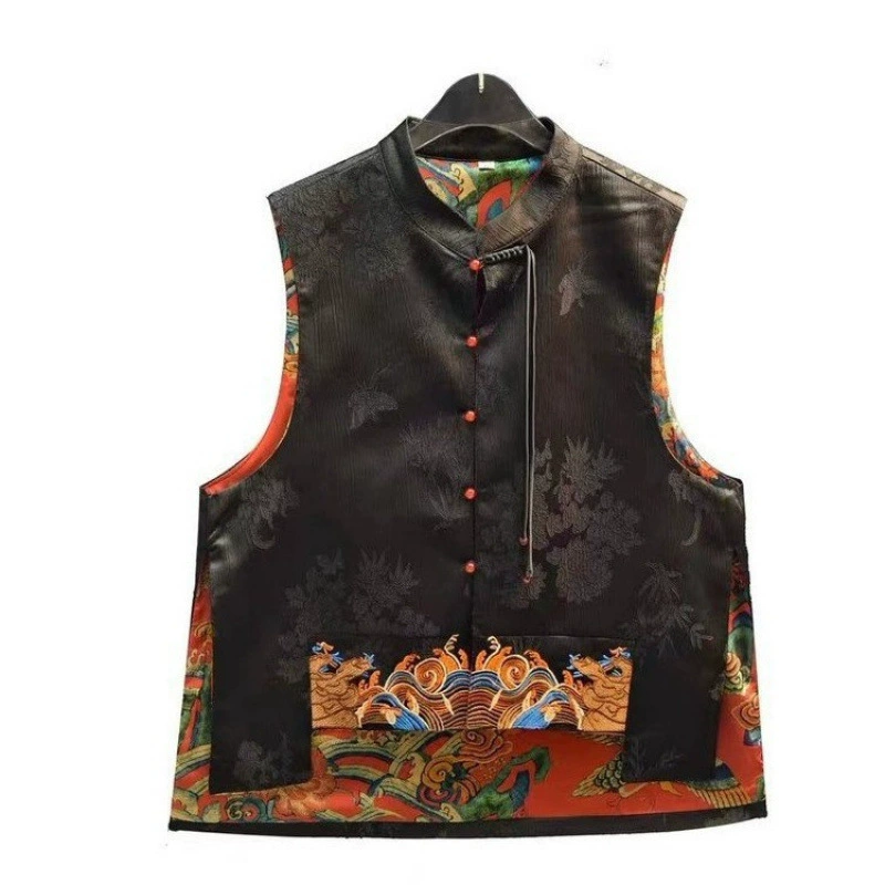 Весенний ретро-жилет, тренд сезона, китайский стиль, с вышивкой
