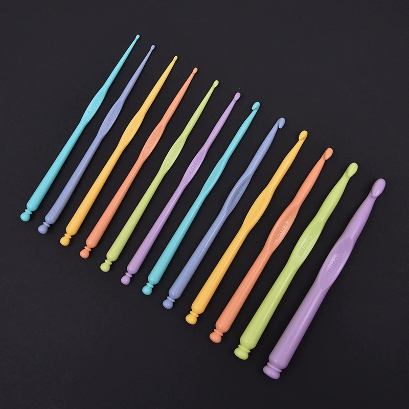[✅毛线针织塑料钩针 塑料彩铝勾针 DIY编织勾针工具 一套12支]