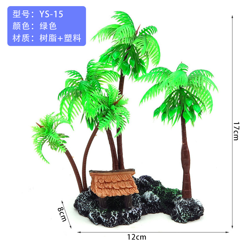 Suministros para mascotas simulación agua hierba sushi hotel bonsai accesorios pecera paisajismo plástico planta mesa de arena psicológica cocotero