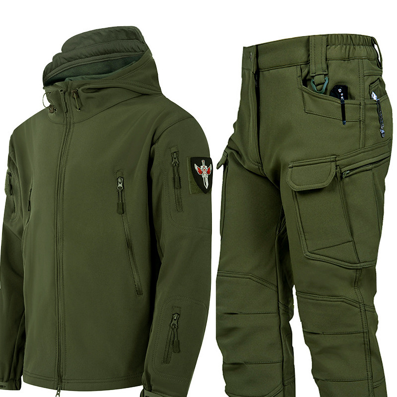 Factory Tad Fleece Jacket Autumn and Winter Waterproof Men's and Women's Outdoor Russian Camouflage Clothing Shark Skin Soft Shell Jacket