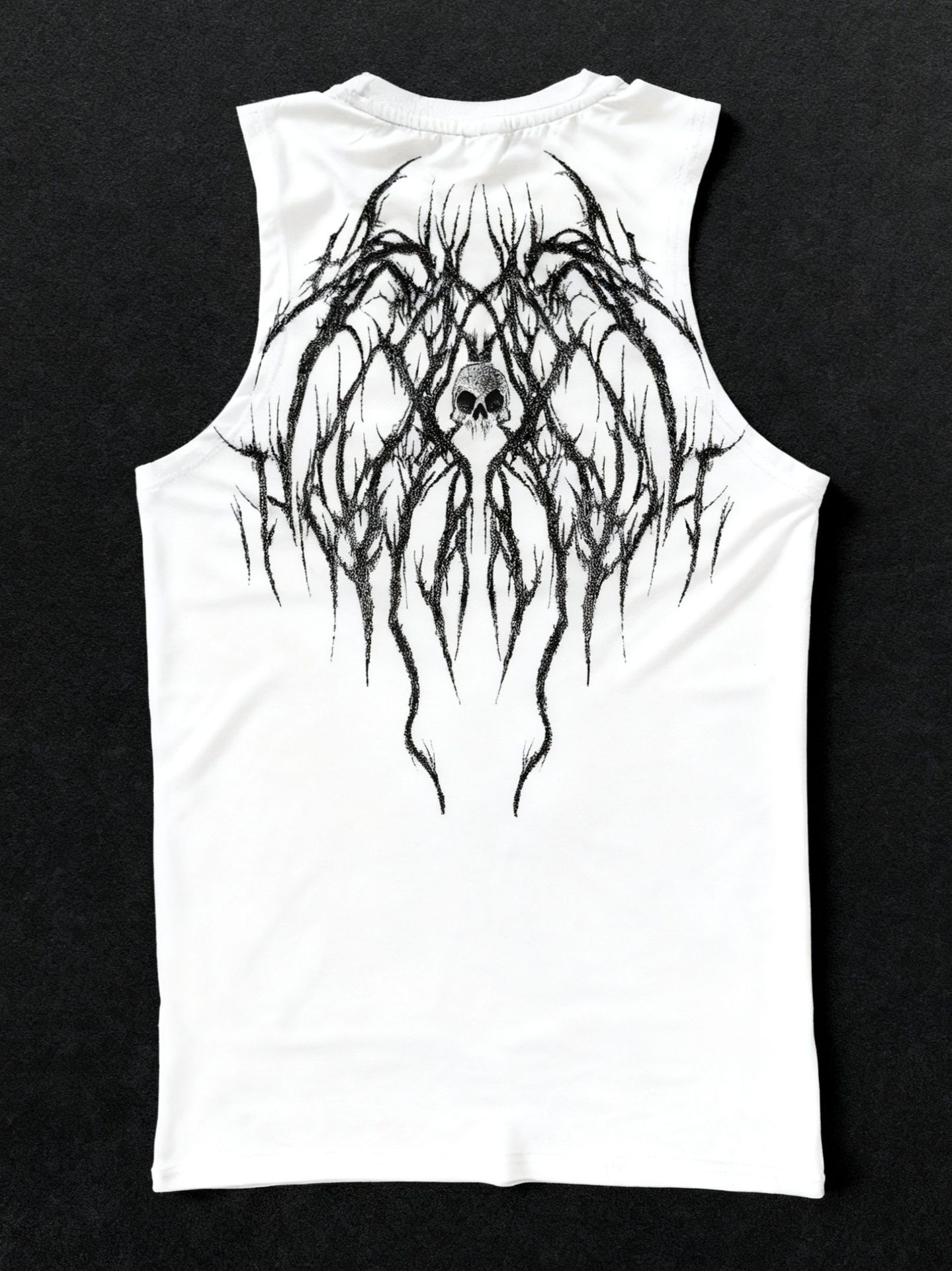 Men's Thorn Print Vest High Street Trendy Brand Sleeveless T-Shirt Quick Drying Fitness Tight Fitting Summer Top_viptrois.com