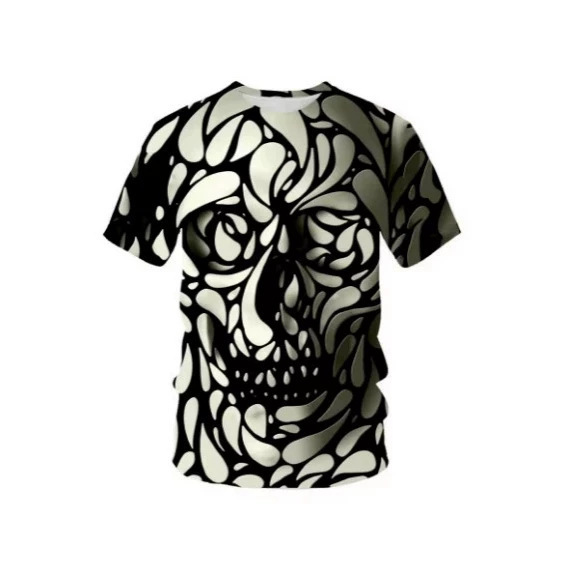 Summer New Style 3D Skull Print Retro Round Neck Short-Sleeved T-Shirt Top Summer New Style 3D Skull Print Retro Round Neck Short-Sleeved T-Shirt Top