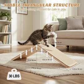 木质新款折叠猫抓板三角架 猫咪磨爪玩具防抓家具 安全天然剑麻材