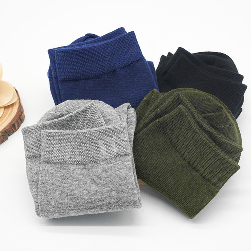 Student military training all-cotton durable sweat-absorbent men's military green one-piece stitched crew socks sturdy socks work socks laborer socks