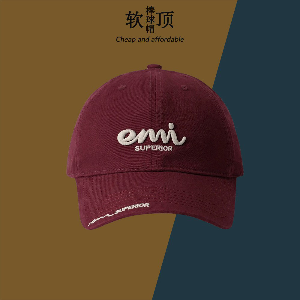 Sombreros coreanos de mujeres red letras rojas bordadas sombrero de béisbol suave superior casual versátil primavera y verano cara pequeña sombrero de pato sombrero