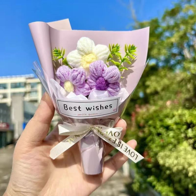 迷你毛线花仿真清新小花束生日送妈妈母亲节小礼物伴手礼搭配520|undefined