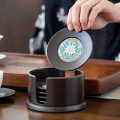 Batch Production Enamel Tea Cup Saucer Tea Cup Heat Insulating Saucer Japanese Style Household Gongfu Tea Cup Mat Tea Ceremony Accessories Household