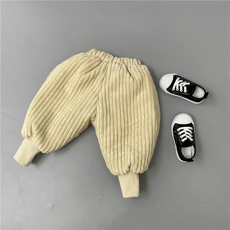 Children's corduroy trousers, winter warm warm jeans for boys, keep warm flashlight