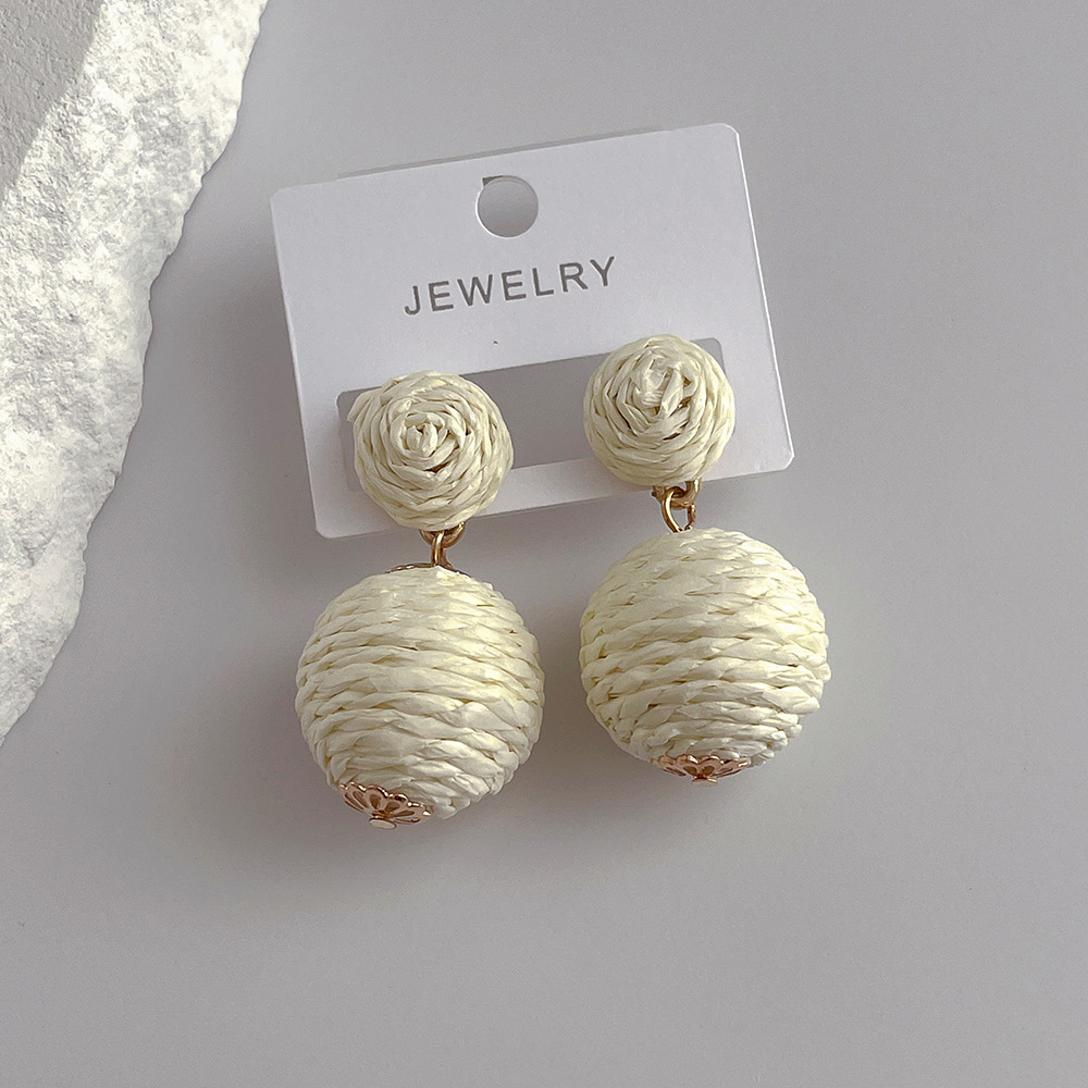 15g Weight Drop Earrings Classification 1 Pair Quantity Street Occasion raffia Material Geometric Pattern Women'S Gender Exaggerated Style 1 Pair Exaggerated Geometric Raffia Women's Drop Earrings 8
