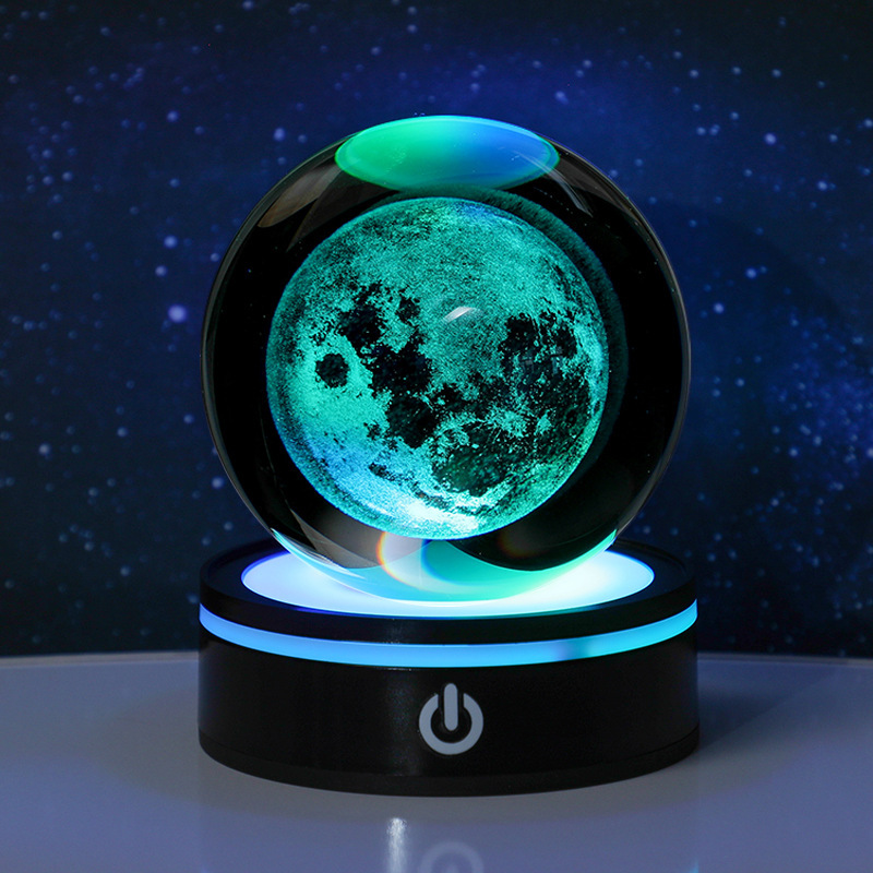 跨境发光银河系星空水晶球小夜灯触摸电池底座创意学生生日礼物|undefined
