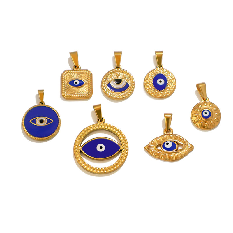 7g Weight Pendant Jewelry Making Type Real Gold Plated Plating Material 1 Piece Quantity Holiday, Daily Occasion 304 Stainless Steel Material Devil's Eye Pattern Unisex Gender Vintage Style, Classic Style Style Waterproof Non Tarnish, Plating Craft Real Gold Plated Devil's Eye 304 Stainless Steel Vintage Style Classic Style Waterproof Non Tarnish 9