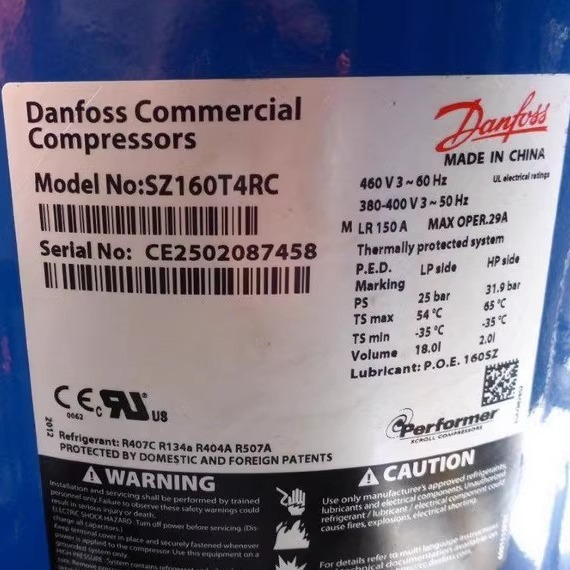 SZ161T4VC SZ160T4CC SM160T4RC SM160T4CB 丹佛 斯空调冷库压缩