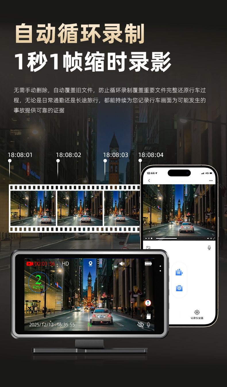 Electronic Dog 2026 new model car-mounted high-definition dashcam with night vision, 4K high-definition, and central control voice speed monitoring