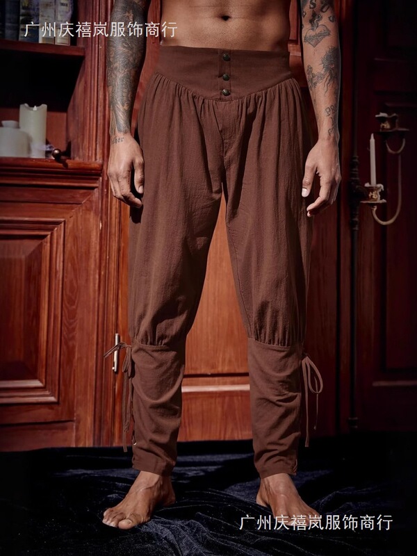 Men's Casual Pants New Arrival Amazon Casual Pants Summer Long Pants Ankle-Tie Pants Medieval Pirate Ship Pants