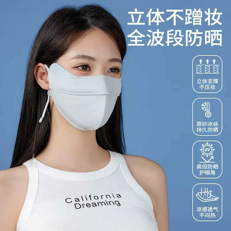 夏季新款3D软骨冰丝防晒口罩护眼角防紫外线防蹭装立体防晒面罩
