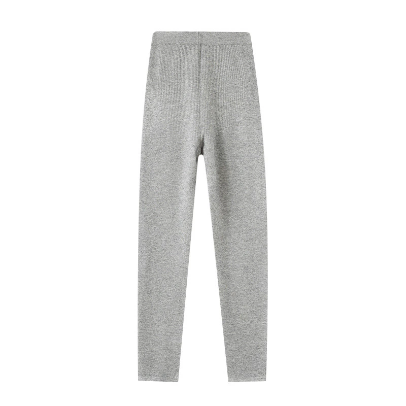 Woolen demi-season fitted knitted leggings for leisure, high waist, wholesale