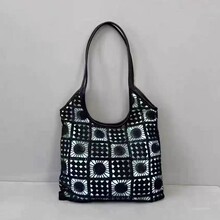 小众设计包包女2025新款夏季手工刺绣镂空布包斜挎单肩腋下托特包