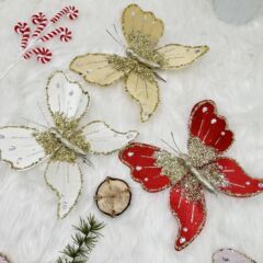 模擬クリスマス蝶装飾花 diy クリスマスシーンレイアウトクリスマスツリー蝶クリスマスフラワー装飾