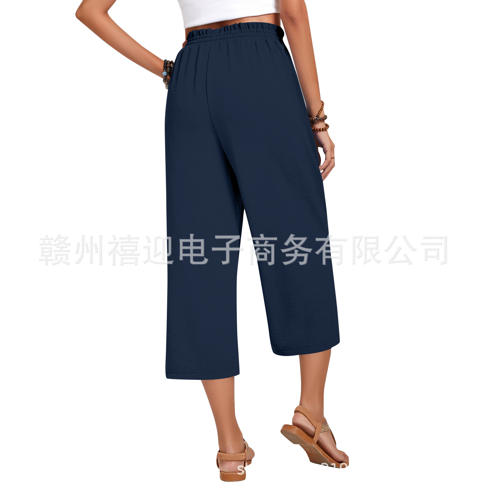 Nine-point pants-navy blue
