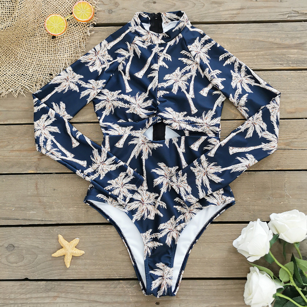 263g Weight Long Sleeve Sleeve Length Pullovers Placket Type Polyester Fabric Type Regular Top Length One-pieces Tops Type 1 Piece Quantity Swimming Occasion Round Neck Neckline Comfort Function Regular Fit Fit Type Flower Pattern Women's Gender Sweet Style Women's Sweet Flower 1 Piece One Piece Swimwear 6