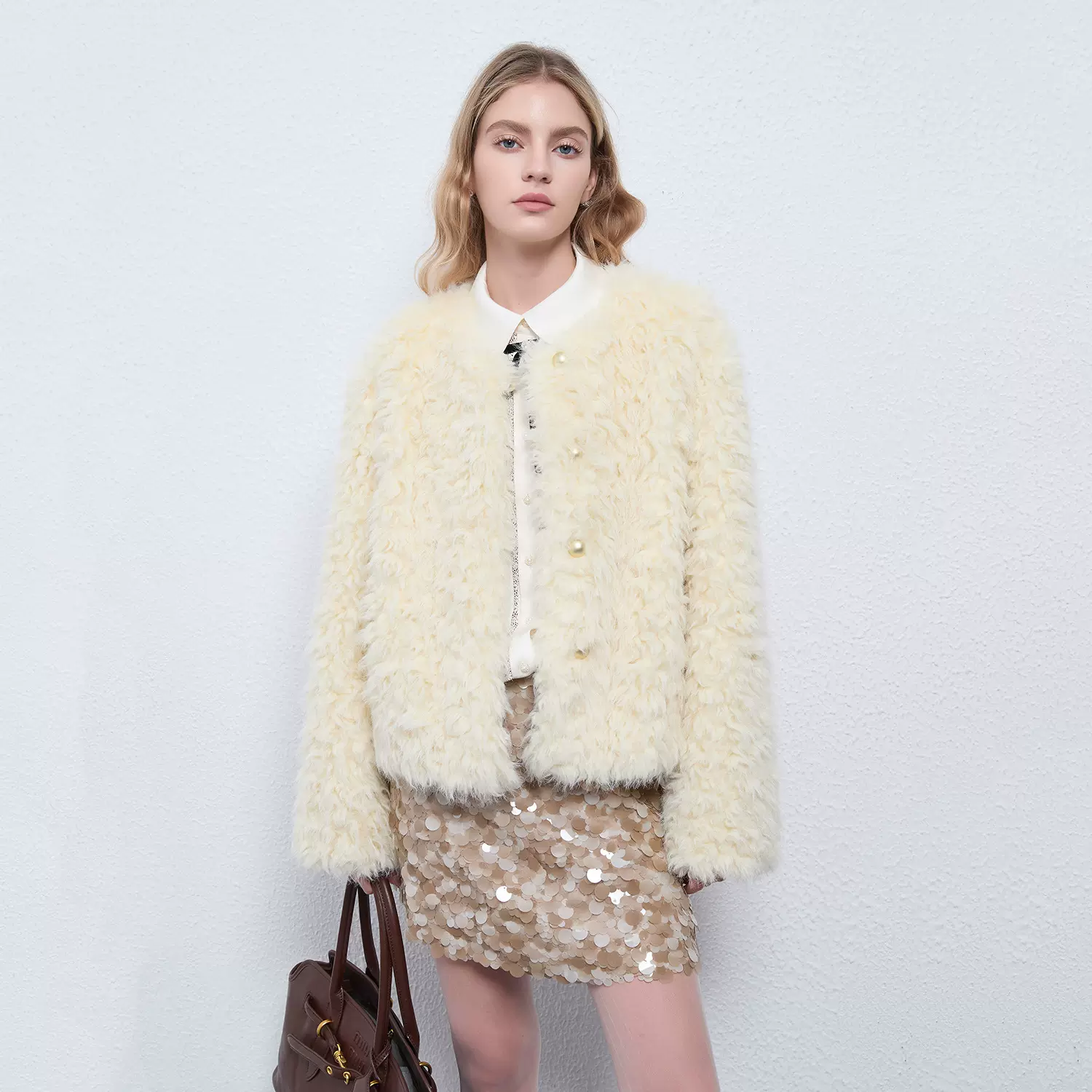 软萌甜心羊羔毛年轻款环保毛茸茸皮草皮毛一体毛毛外套女秋冬新款