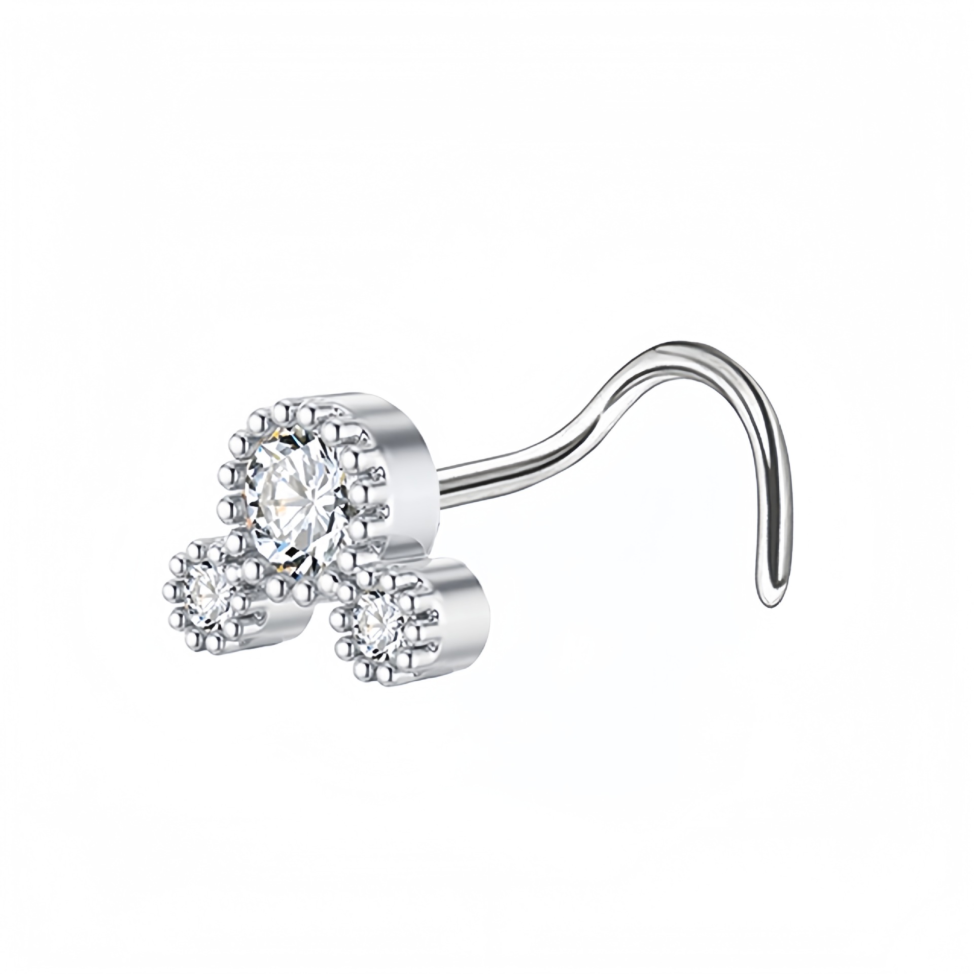 Piercing nez cerise en acier inoxydable avec zircon brillant_voghion.com