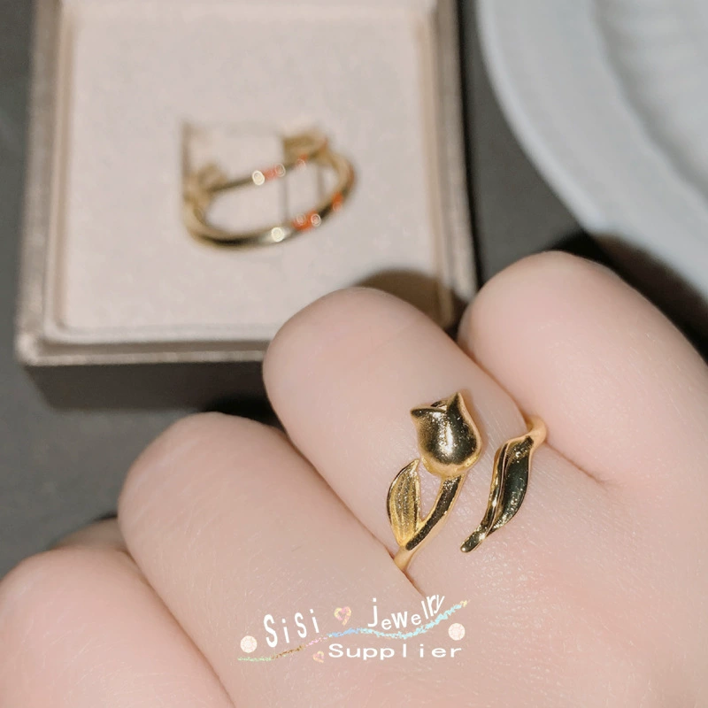 SISI Xiaohongshu кольцо с фиксированной красной линией, парное переплетение, позолота 18K, точный дизайн, нишевое кольцо для мужчин и женщин