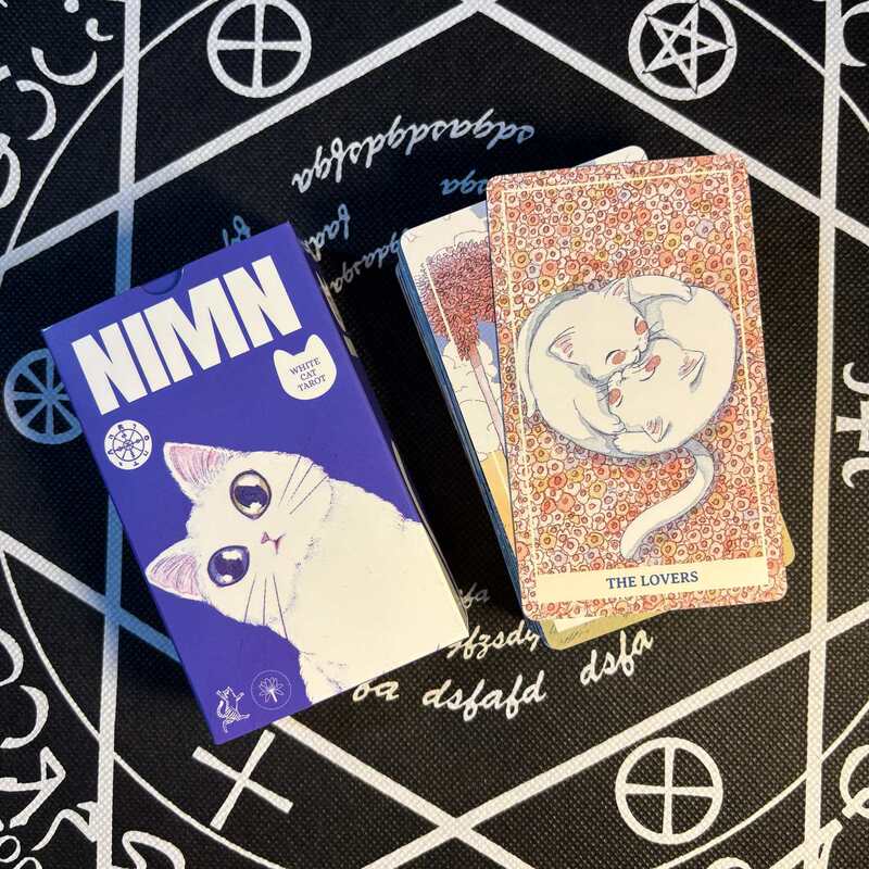 Cute White Cat Tarot West 78 Cards for Beginners and Advanced Learners, Classic Original Learning Tarot Cards