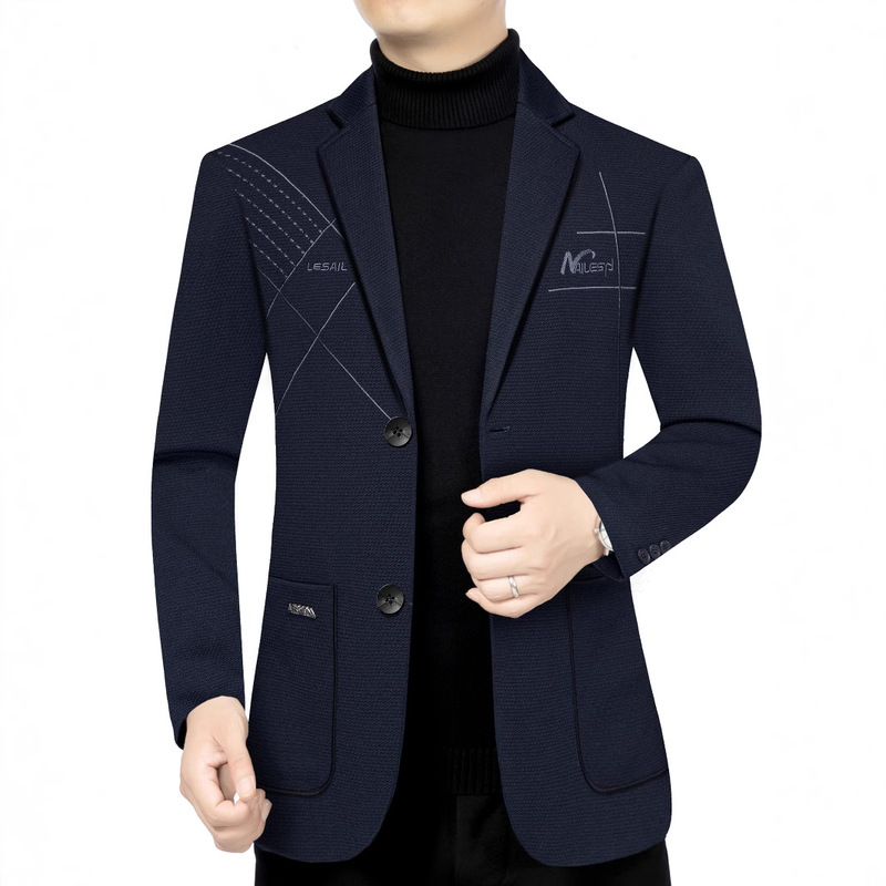 2026 Spring and Autumn New Casual Suit for Middle-Aged Men, Letter Print Trendy Casual Blazer Jacket