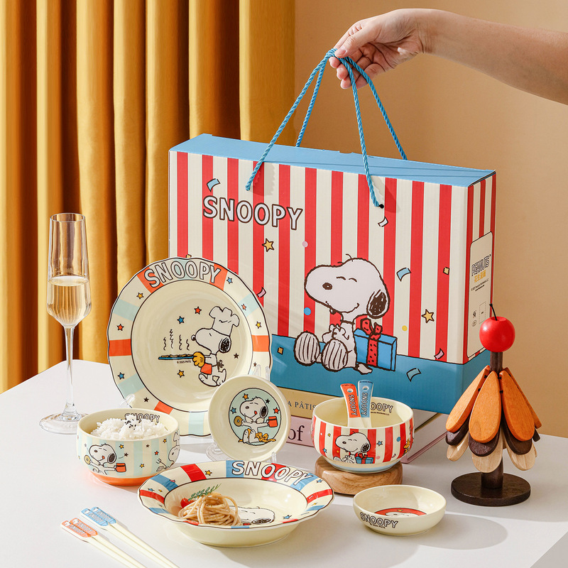 Snoopy Colorful Series One Person Food Gift Box Children's Rice Bowl Spoon Chopsticks Dinner Plate Five-Piece Tableware Gift Wholesale Snoopy Colorful Series One Person Food Gift Box Children's Rice Bowl Spoon Chopsticks Dinner Plate Five-Piece Tableware Gift Wholesale